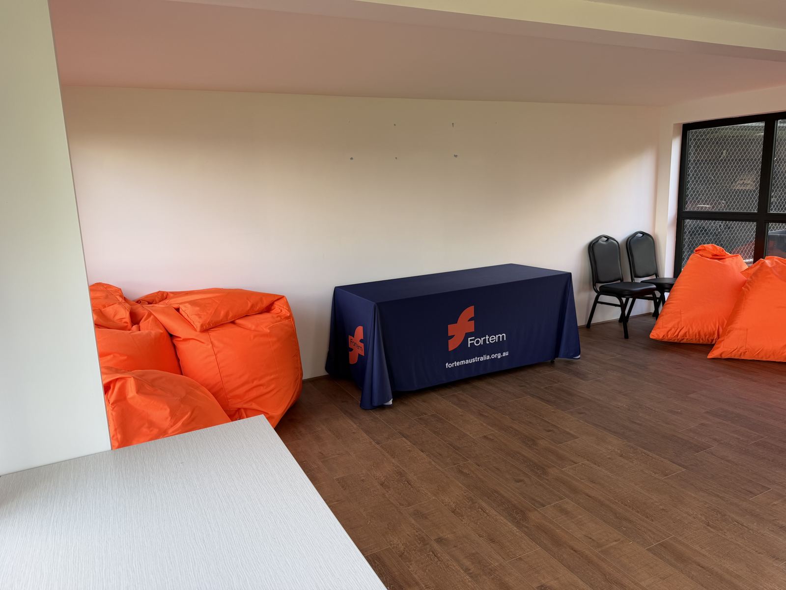 Bean bag lounge inside the community space